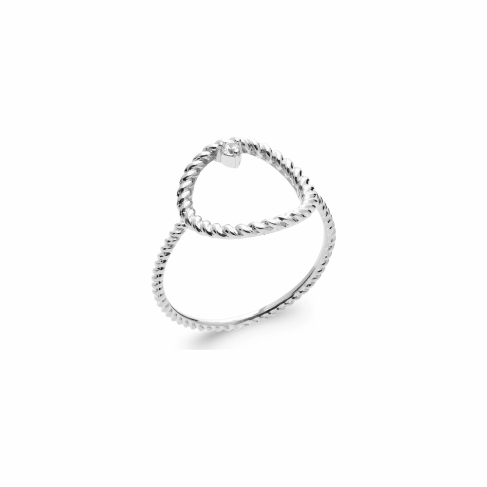 Bague en argent rhodié et oxydes de zirconium