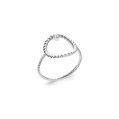 Bague en argent rhodié et oxydes de zirconium