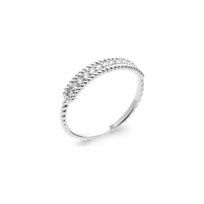 Bague en argent rhodié et oxydes de zirconium