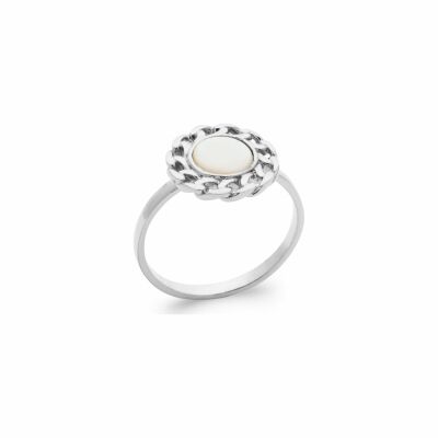 Bague en argent rhodié et nacre