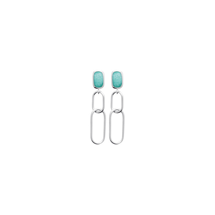 Boucles d'oreilles en argent rhodié et amazonites