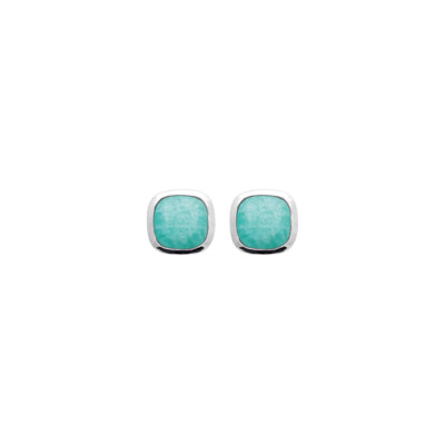 Boucles d'oreilles en argent rhodié et amazonites