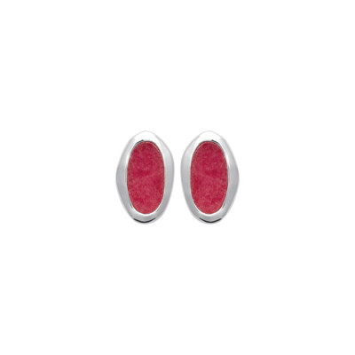 Boucles d'oreilles en argent rhodié et rhodonites