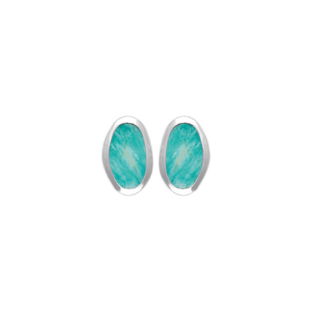 Boucles d'oreilles en argent rhodié et amazonites