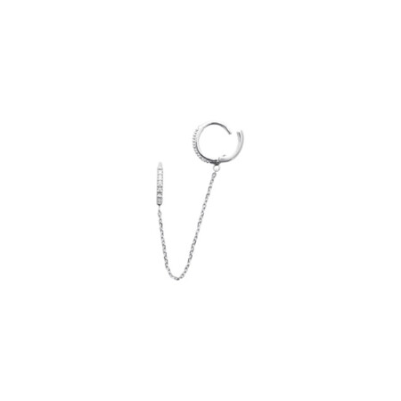 Mono boucle d'oreille créole en argent rhodié et oxyde de zirconium