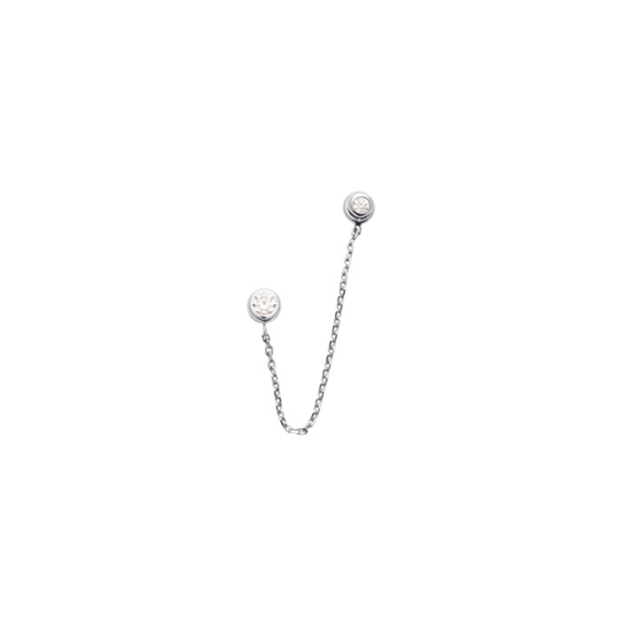 Mono boucle d'oreille en argent rhodié et oxyde de zirconium