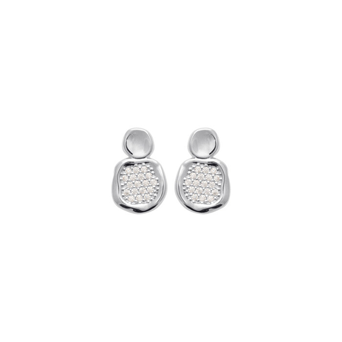 Boucles d'oreilles en argent rhodié et oxydes de zirconium