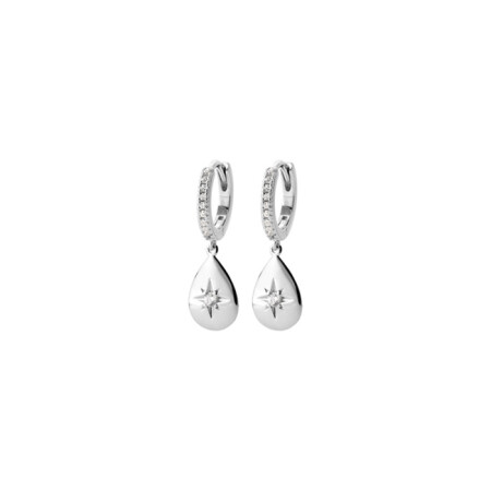 Boucles d'oreilles en argent rhodié et oxydes de zirconium