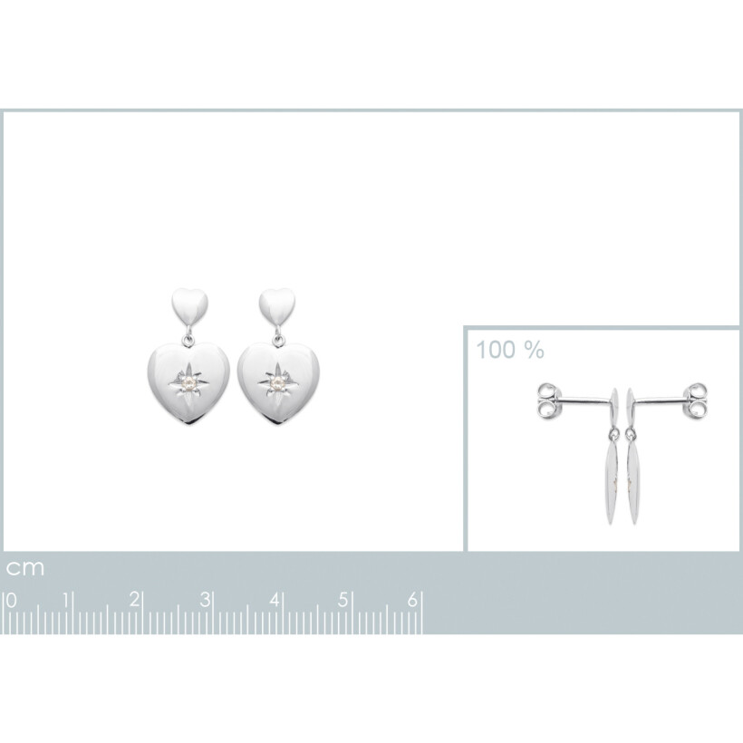 Boucles d'oreilles en argent rhodié et oxydes de zirconium