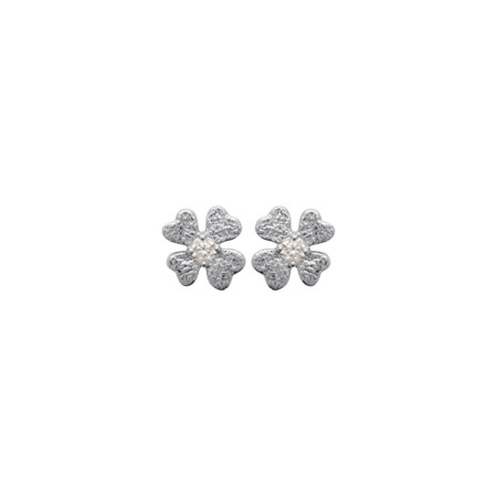 Boucles d'oreilles en argent rhodié et oxydes de zirconium