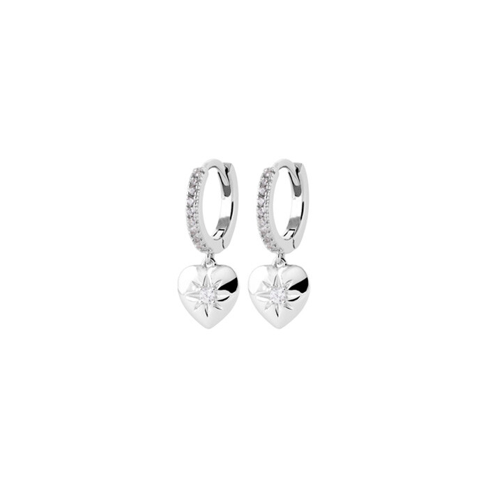 Boucles d'oreilles créoles en argent rhodié et oxydes de zirconium