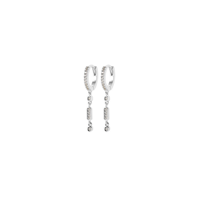 Boucles d'oreilles en argent rhodié et oxydes de zirconium