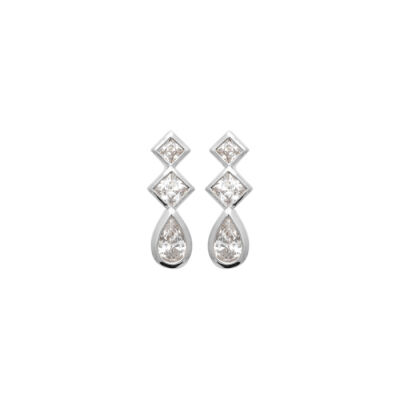 Boucles d'oreilles en argent rhodié et oxydes de zirconium