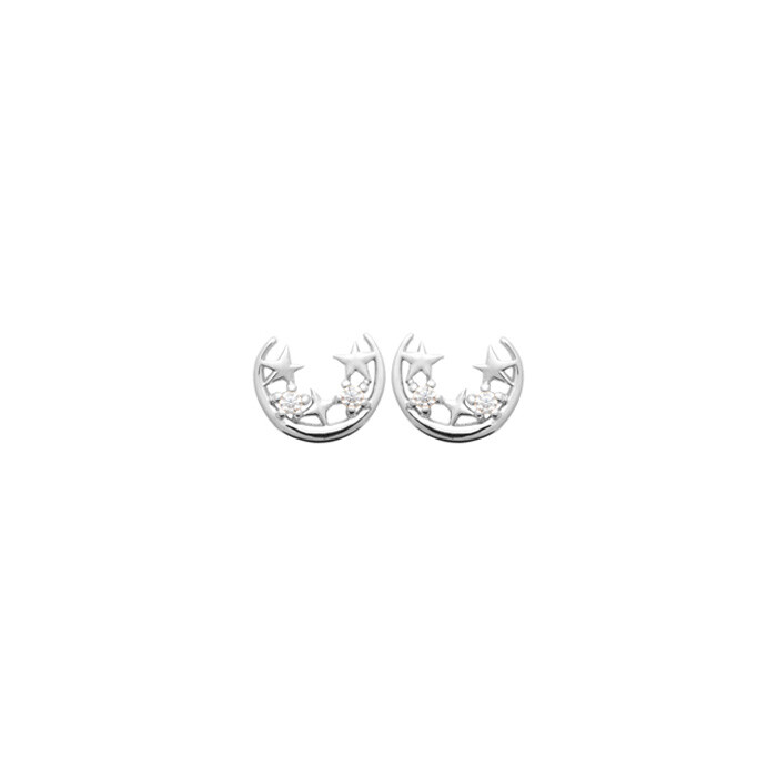 Boucles d'oreilles en argent rhodié et oxydes de zirconium