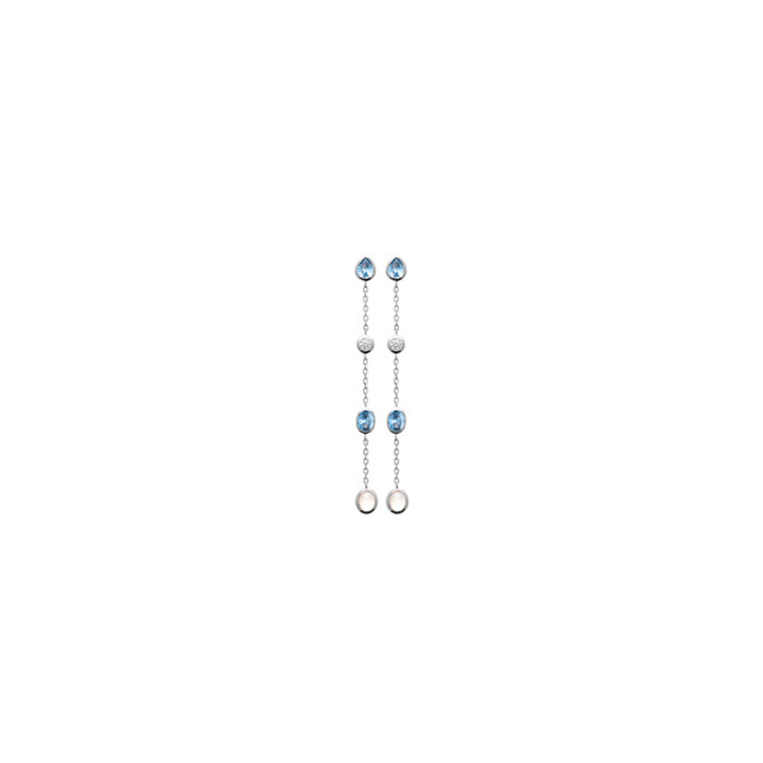 Boucles d'oreilles en argent rhodié, oxydes de zirconium et pierres de couleurs