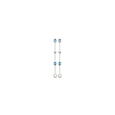 Boucles d'oreilles en argent rhodié, oxydes de zirconium et pierres de couleurs