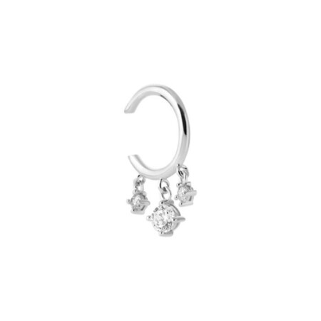 Mono boucle d'oreille en argent rhodié et oxyde de zirconium