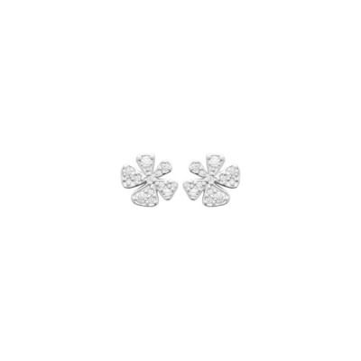 Boucles d'oreilles en argent rhodié et oxydes de zirconium