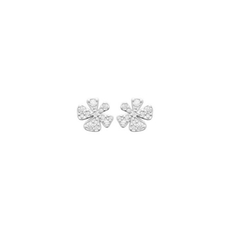 Boucles d'oreilles en argent rhodié et oxydes de zirconium