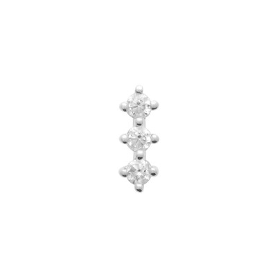 Mono boucle d'oreille en argent rhodié et oxyde de zirconium