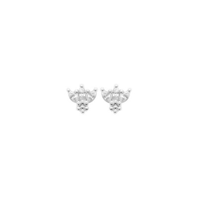 Boucles d'oreilles en argent rhodié et oxydes de zirconium