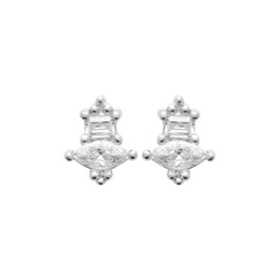 Boucles d'oreilles en argent rhodié et oxydes de zirconium