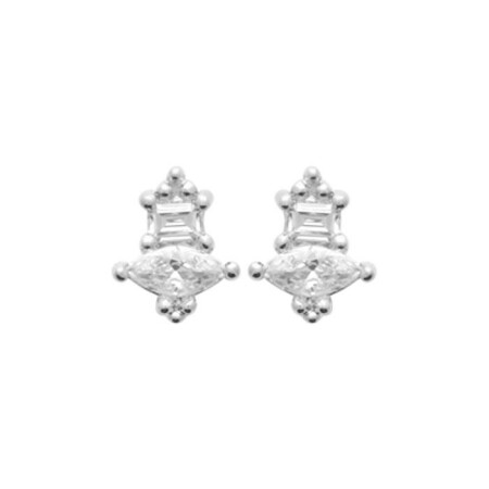 Boucles d'oreilles en argent rhodié et oxydes de zirconium