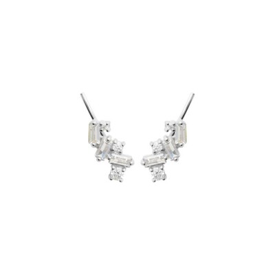 Boucles d'oreilles en argent rhodié et oxydes de zirconium