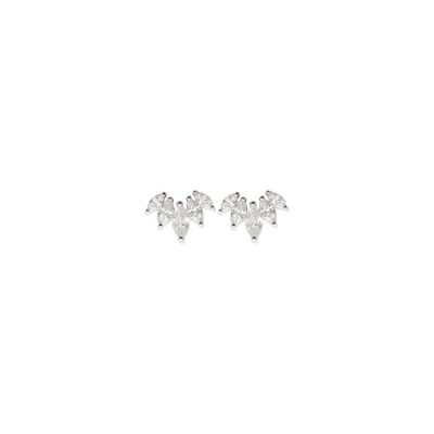 Boucles d'oreilles en argent rhodié et oxydes de zirconium