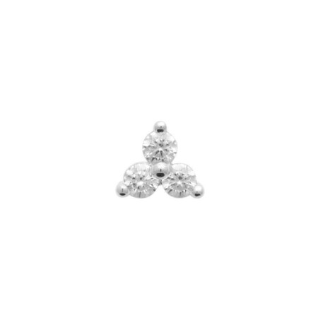 Mono boucle d'oreille en argent rhodié et oxydes de zirconium