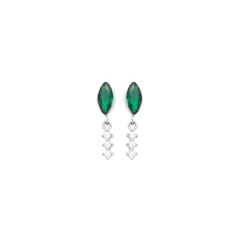 Boucles d'oreilles en argent, oxyde de zirconium et pierres de couleurs