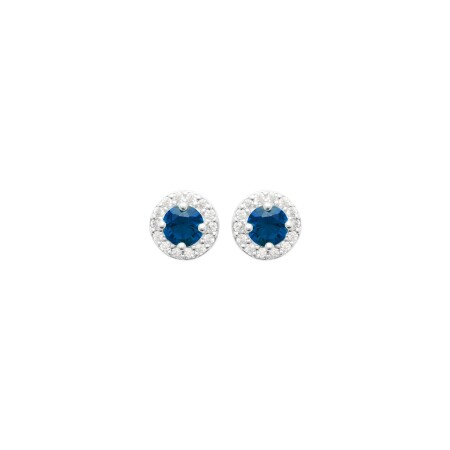 Boucles d'oreilles en argent rhodié et pierre de couleur