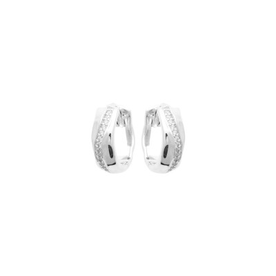 Boucles d'oreilles Créoles en argent rhodié et oxydes de zirconium