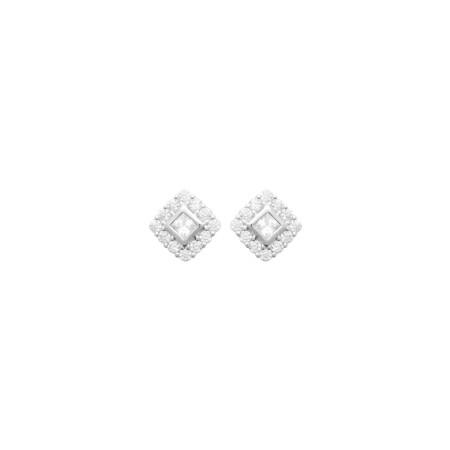 Boucles d'oreilles en argent rhodié et oxydes de zirconium