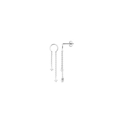 Boucles d'oreilles en argent rhodié et oxyde de zirconium