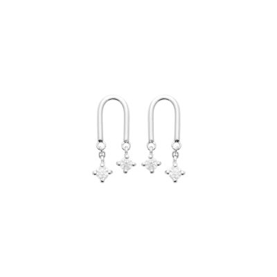 Boucles d'oreilles en argent rhodié et oxyde de zirconium