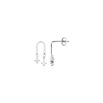 Boucles d'oreilles en argent rhodié et oxyde de zirconium
