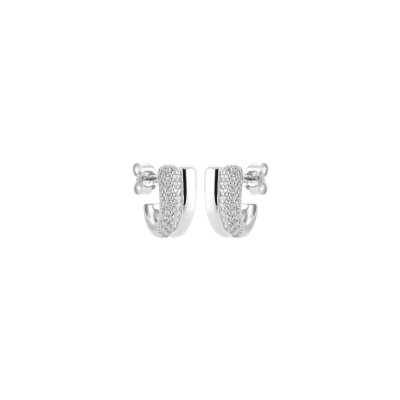 Boucles d'oreilles en argent rhodié et oxyde de zirconium