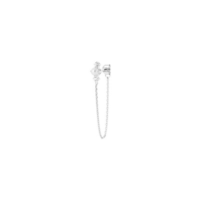 Boucles d'oreilles en argent rhodié et perle d'imitation