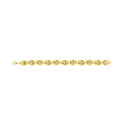 Bracelet chaîne maille grain de café en plaqué or, taille 21cm