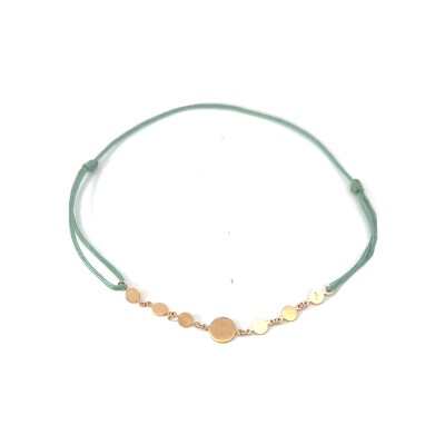 Bracelet cordon vert sauge en or rose