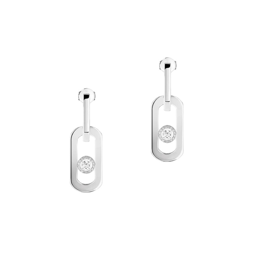 Messika So Move XL in white gold, diamonds pendant earrings