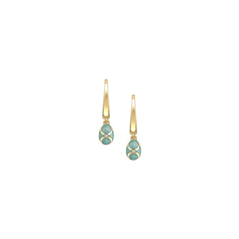 Boucles d'oreilles Fabergé Heritage en or jaune, turquoise et diamants