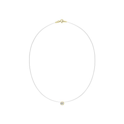 Collier fil nylon en plaqué or et oxyde de zirconium