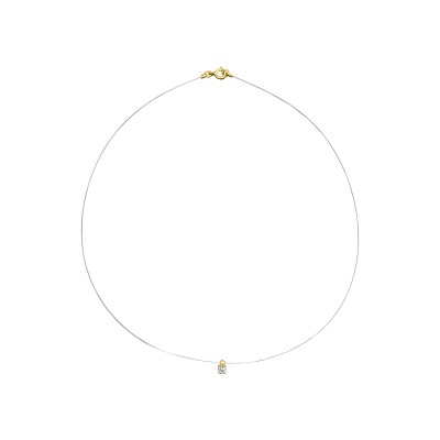 Collier fil nylon en plaqué or et oxyde de zirconium