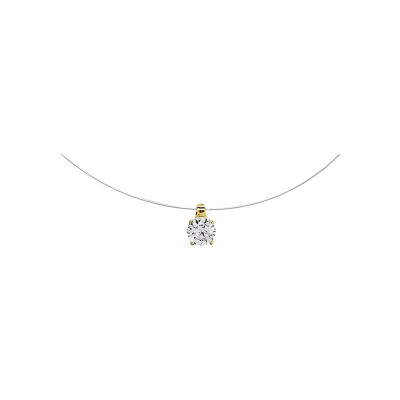 Collier fil nylon en plaqué or et oxyde de zirconium