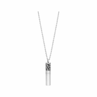 Collier en acier pendentif tube vissé avec mousse senteur 50+5cm