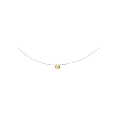 Collier fil nylon en plaqué or et oxyde de zirconium