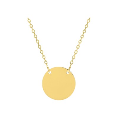 Collier à graver plaque ronde 15mm en plaqué or