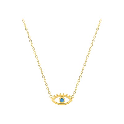 Collier en plaqué or et oxyde de zirconium bleu